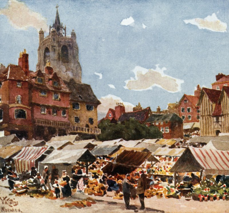 Norwich, a piactér (színes litó) alkotó: William Wiehe Collins