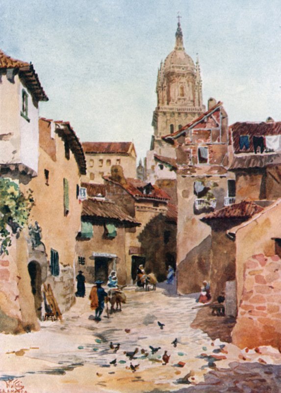 Salamanca, egy régi utca (színes litó) alkotó: William Wiehe Collins