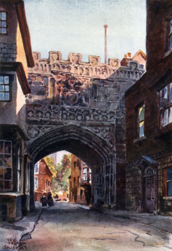 Salisbury, High Street Gateway to the Close (színes litho) alkotó: William Wiehe Collins