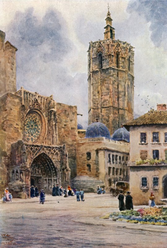 Valencia, a katedrális ajtaja (színes litó) alkotó: William Wiehe Collins