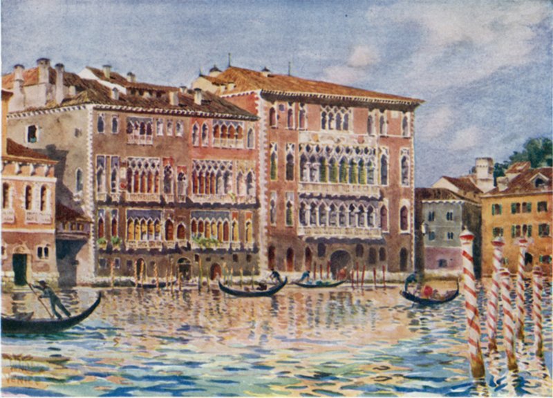 Velence. A Palazzi Foscari és Giustiniani (színes litó) alkotó: William Wiehe Collins