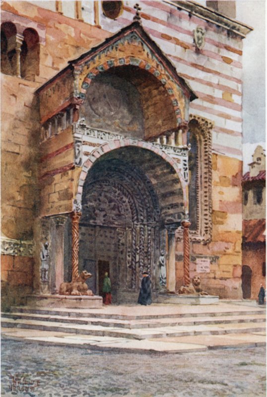 Verona. A katedrális tornáca (színes litó) alkotó: William Wiehe Collins