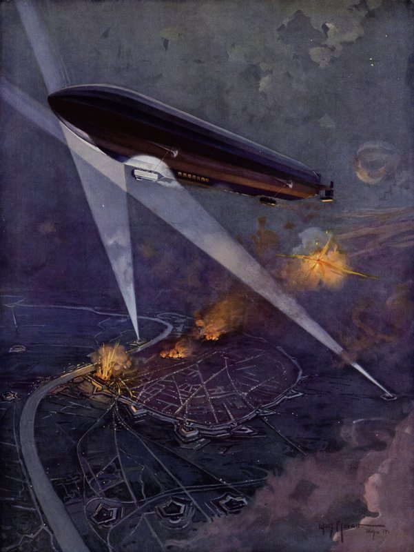 Egy Zeppelin Antwerpen felett alkotó: Willy Moralt