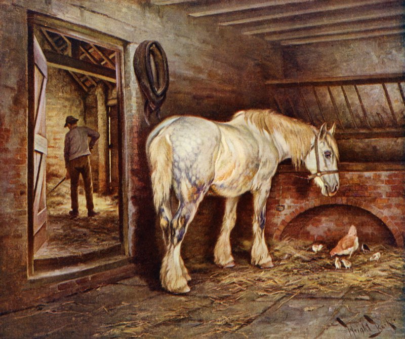 A nap vége - a farmló hazatér (színes litho) alkotó: Wright Barker