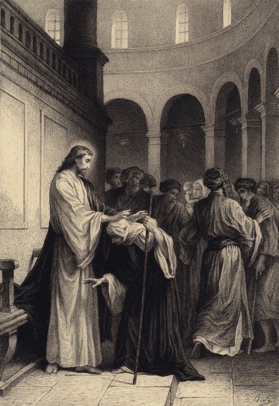 Krisztus meggyógyítja a beteg Nőt alkotó: after Albert Robida