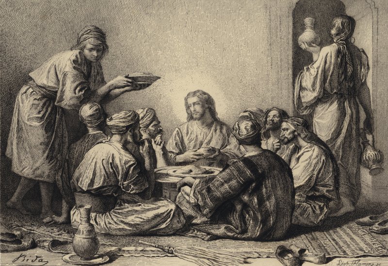 Jézus vámszedőkkel és bűnösökkel eszik alkotó: after Albert Robida