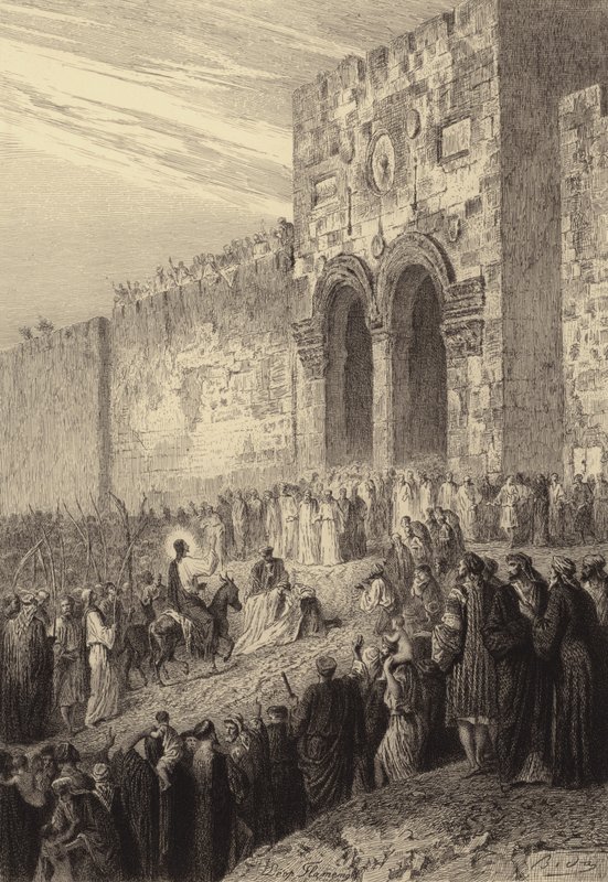 Jézus belép Jeruzsálembe alkotó: after Albert Robida