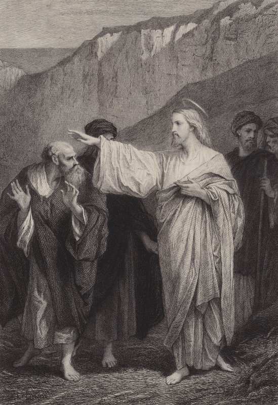 Jézus megbízást ad Péternek alkotó: after Albert Robida