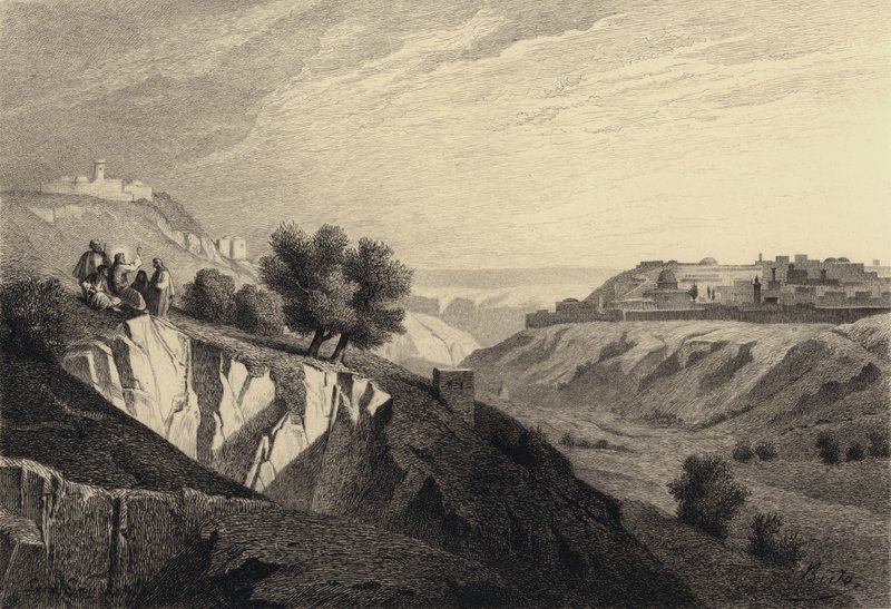 Jézus az Olajfák hegyén alkotó: after Albert Robida