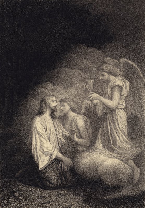 Jézus az Olajfák hegyén alkotó: after Albert Robida