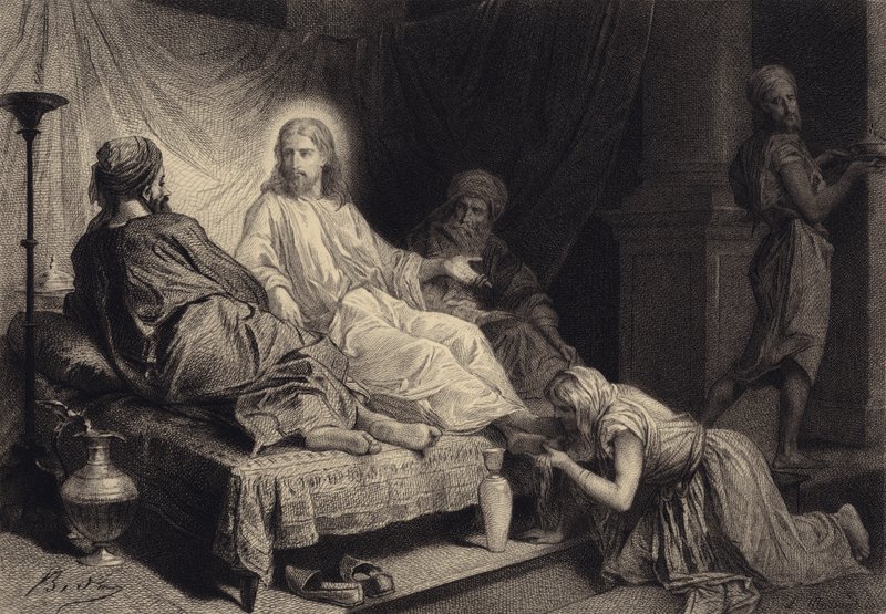 Magdolna Jézus lábánál alkotó: after Albert Robida