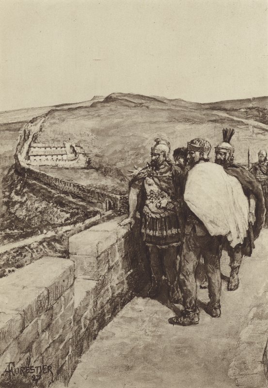 Egy tábornok néz ki Hadrianus faláról alkotó: after Amedee Forestier