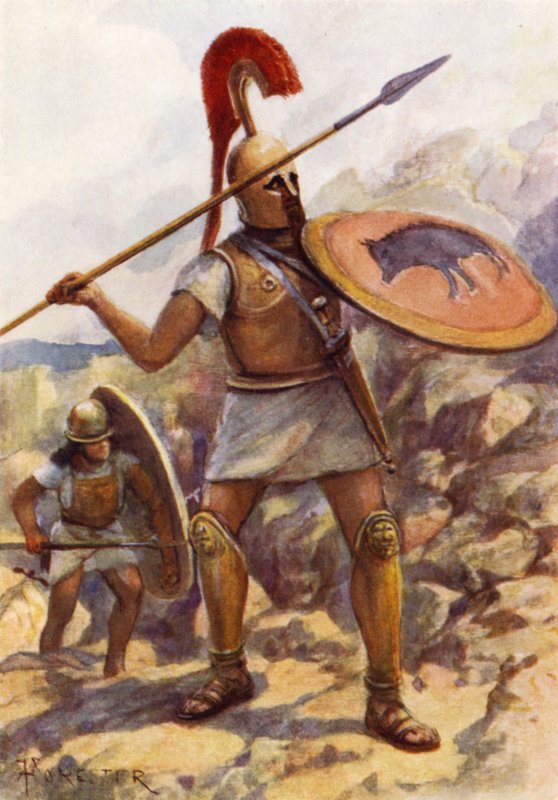 Egy hoplita Servius Tullius hadseregében alkotó: after Amedee Forestier