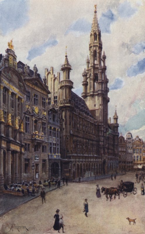 A Hotel de Ville, a Grande Place sarka alkotó: after Amedee Forestier