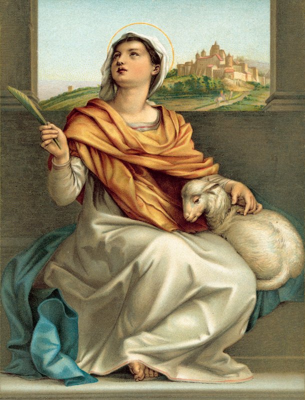 Szent Ágnes (chromolitho) alkotó: Andrea del (after) Sarto