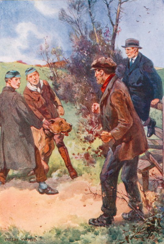 A férfi kényelmetlen nevetéssel visszavonult, szeme még mindig a kutyára szegeződött alkotó: after Archibald Bertram Webb