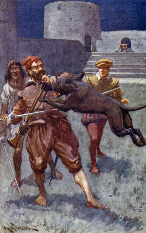 A tengerész feldobta a bal kezét, hogy elhárítsa a támadást alkotó: after Archibald Bertram Webb
