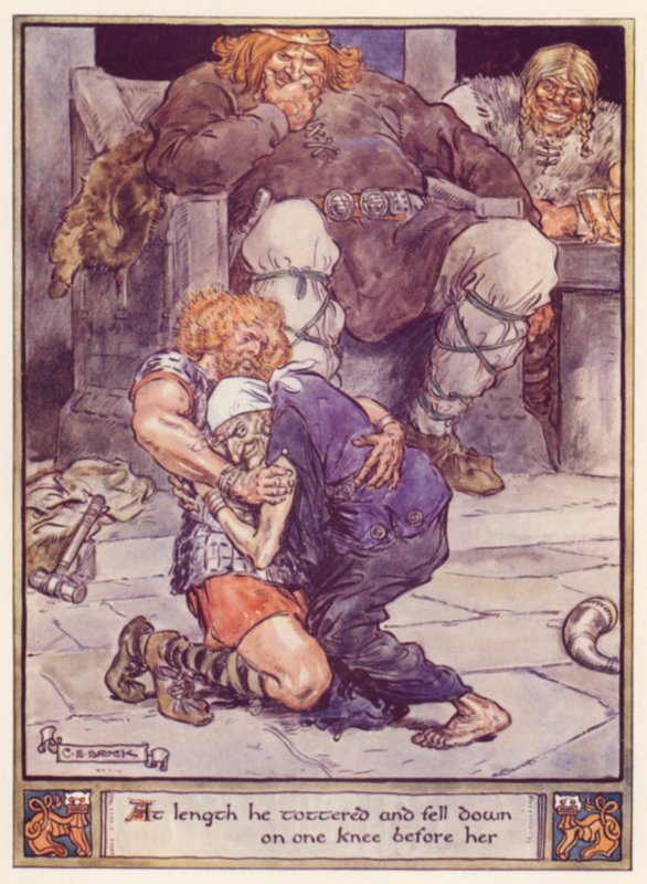 Végül megtántorodott, és térdre rogyott előtte alkotó: after Charles Edmund Brock