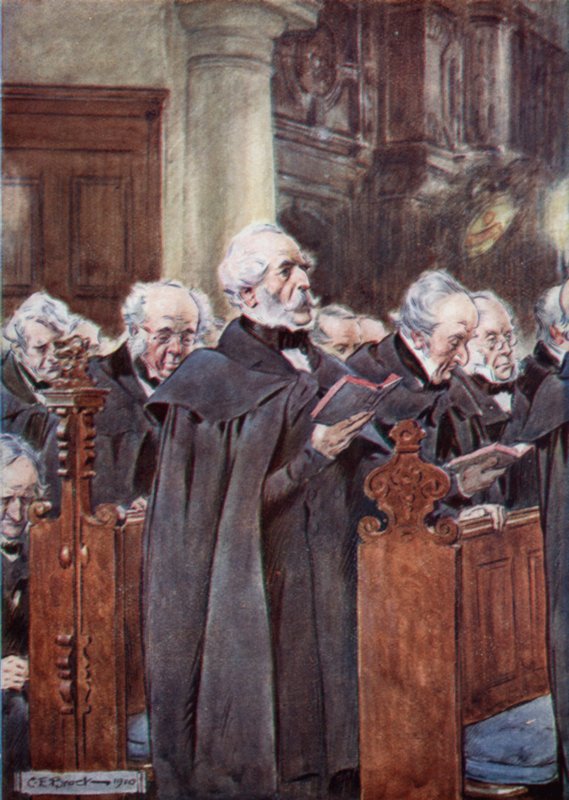Drága öreg feje az imakönyve fölé volt hajolva alkotó: after Charles Edmund Brock