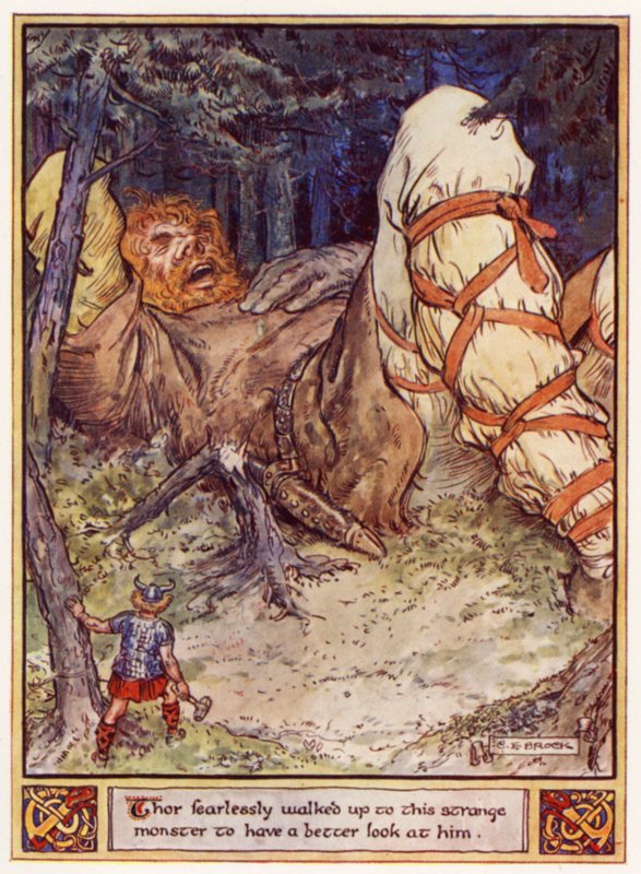 Thor félelem nélkül odament ehhez a furcsa szörnyeteghez, hogy jobban megnézze alkotó: after Charles Edmund Brock