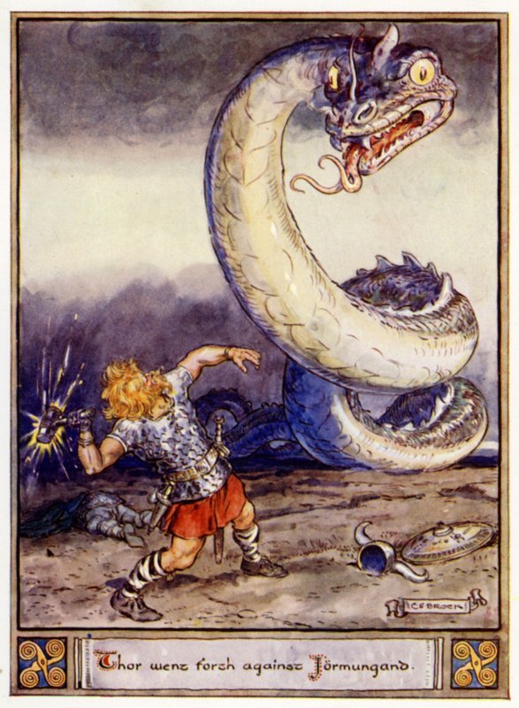 Thor Jormungand ellen indult alkotó: after Charles Edmund Brock
