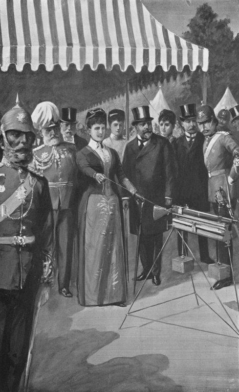 A walesi hercegnő az első lövést adta le Bisleyben, 1890. július 12. alkotó: after Charles Mills Sheldon
