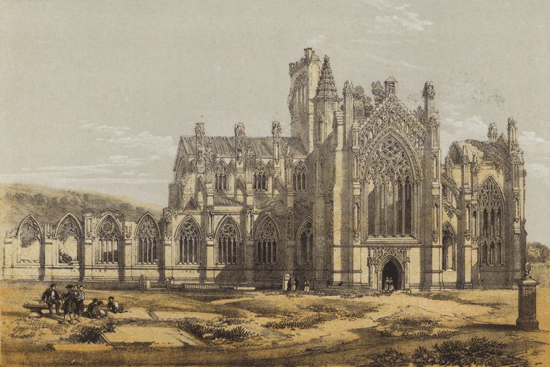 Melrose apátság, délről (chromolitho) alkotó: after David Roberts