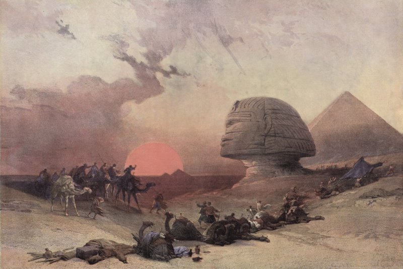 A Kheopsz piramis és a Szfinx, Giza közelében, Egyiptom alkotó: after David Roberts