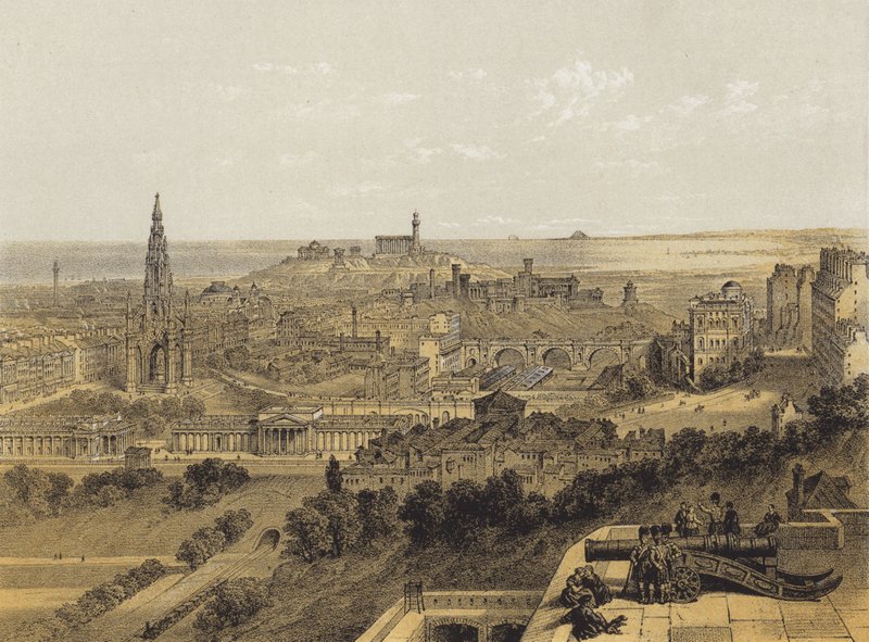 Kilátás Edinburghra a kastélyból (chromolitho) alkotó: after David Roberts