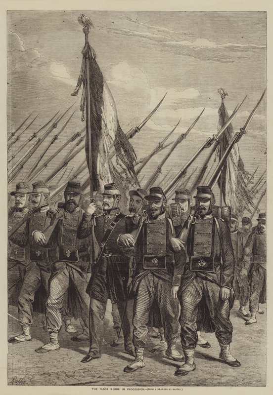 A körmenetben hordott zászlók alkotó: after Denis Auguste Marie Raffet