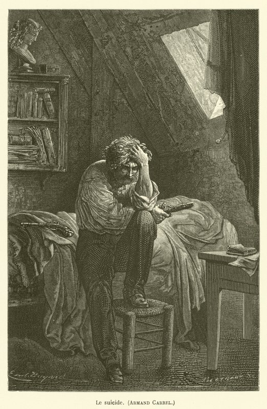 Öngyilkosság, Armand Carrel alkotó: after Emile Antoine Bayard