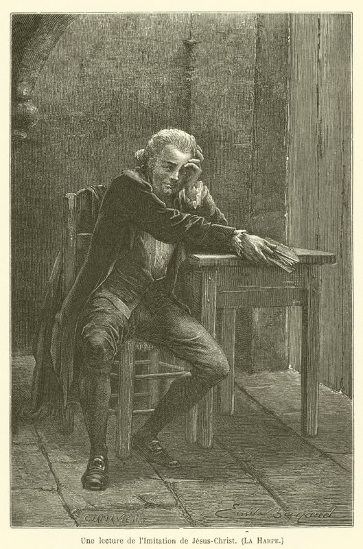 Jézus Krisztus utánzása, a hárfa felolvasása alkotó: after Emile Antoine Bayard