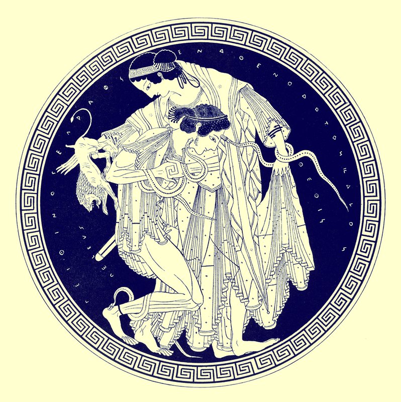Peleus és Thetis, J. E. Harrison és D. S. MacColl görög vázafestményeinek illusztrációja, 1894-ben megjelent (digitálisan javított kép) alkotó: after English School