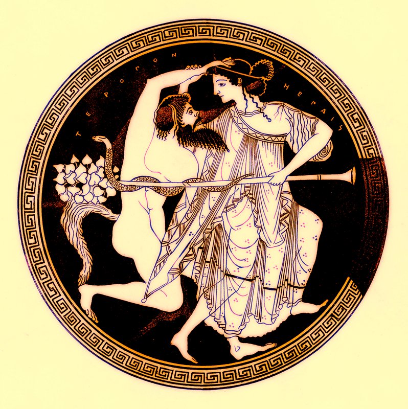 Satyr and Maenad, illusztráció a görög vázafestményekből, J. E. Harrison és D. S. MacColl, 1894-ben megjelent (digitálisan javított kép) alkotó: after English School