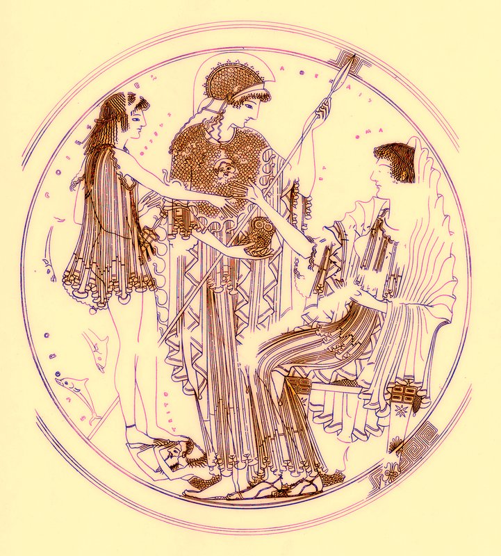 Thészeusz és amfitrit, illusztráció a J. E. Harrison és D. S. MacColl görög vázafestményeiből, 1894-ben (digitálisan javított kép) alkotó: after English School