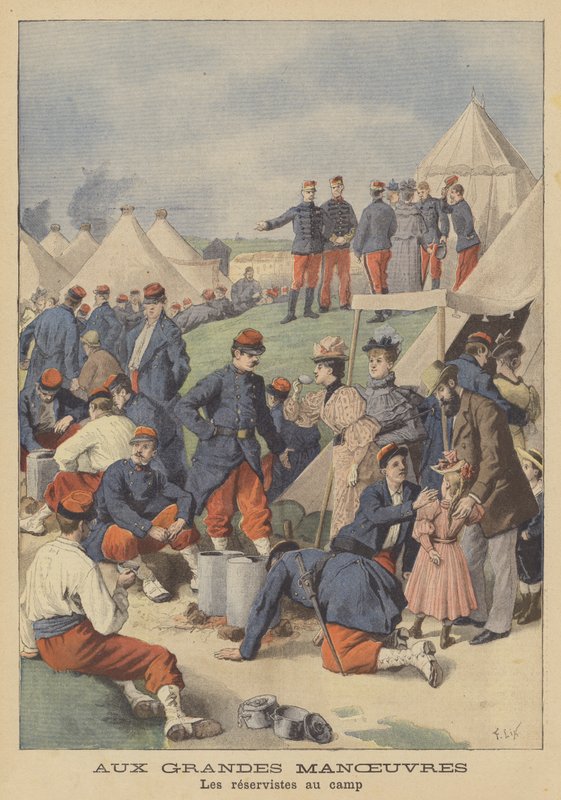 Tartalékosok a táborban a francia hadsereg nagy manőverei alatt alkotó: after Frederic Theodore Lix