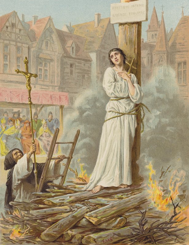 Jeanne DArc kínzása (chromolitho) alkotó: after Frederic Theodore Lix