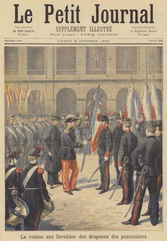 A feloszlatott 2. Artillerie-Pontonniers ezred zászlóit a Les Invalides-ban adják át alkotó: after Frederic Theodore Lix