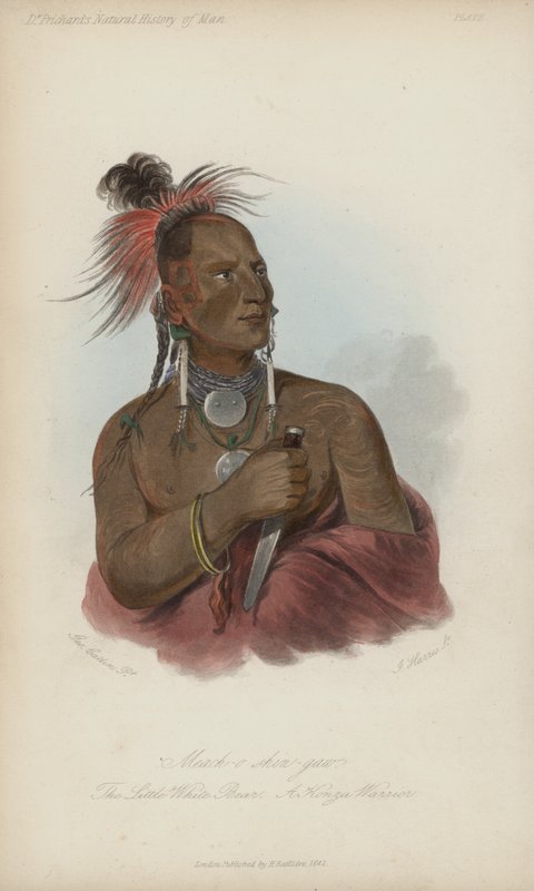 Meach-o shin-gaw, A kis fehér medve, A Konza harcos (akvatinta) alkotó: after George Catlin