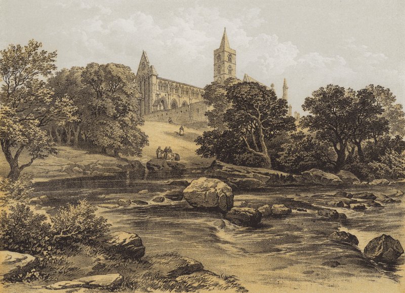 Dunblane katedrális, Perthshire (chromolitho) alkotó: after George Cattermole