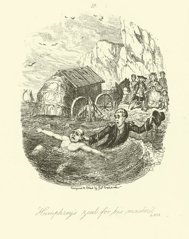 Illusztráció Humphry Clinkerhez, Tobias Smollett alkotó: after George Cruikshank