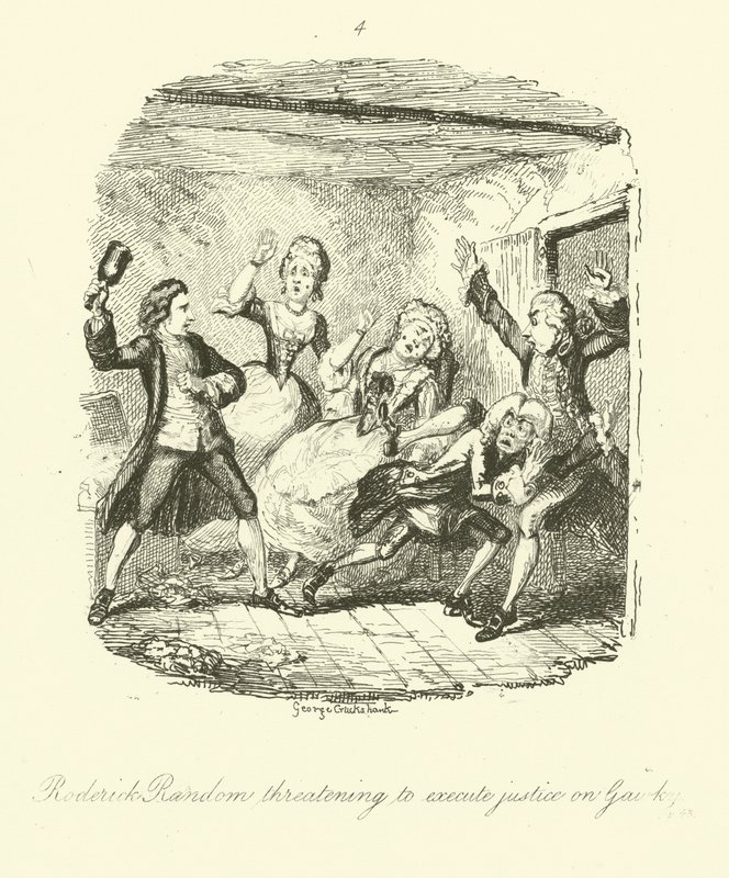 Illusztráció Roderick Random számára, Tobias Smollett alkotó: after George Cruikshank