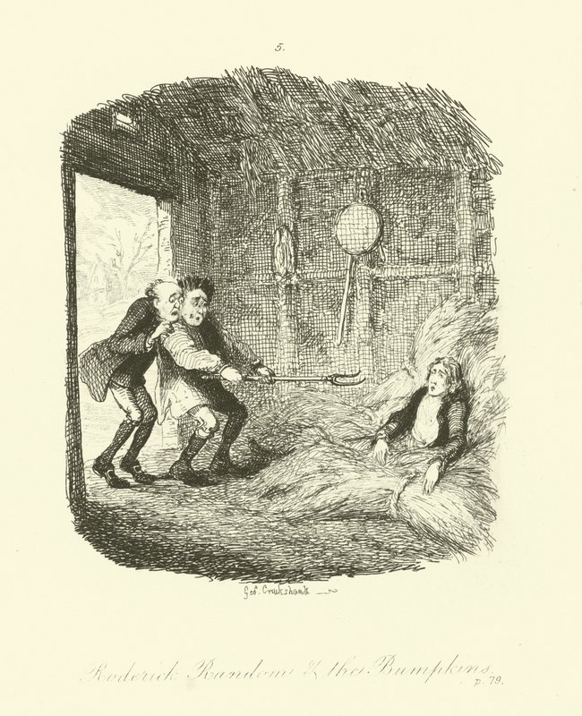 Illusztráció Roderick Random számára, Tobias Smollett alkotó: after George Cruikshank