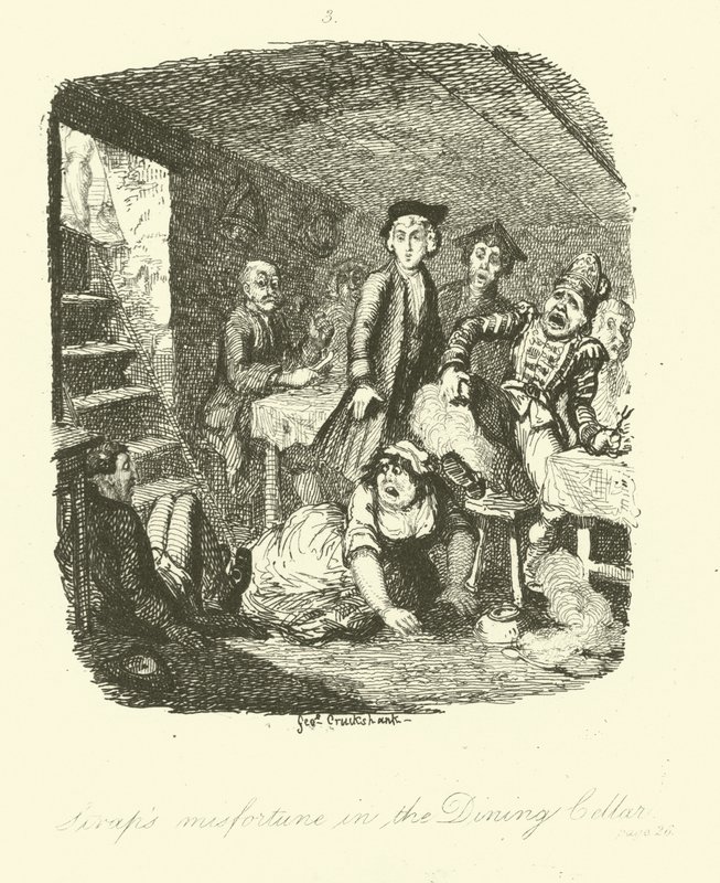Illusztráció Roderick Random számára, Tobias Smollett alkotó: after George Cruikshank