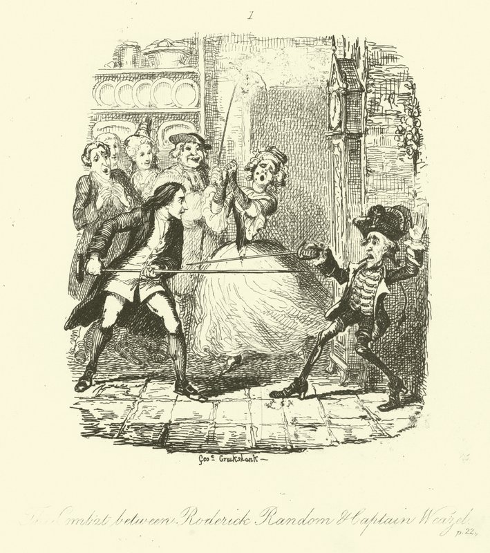 Illusztráció Roderick Random számára, Tobias Smollett alkotó: after George Cruikshank