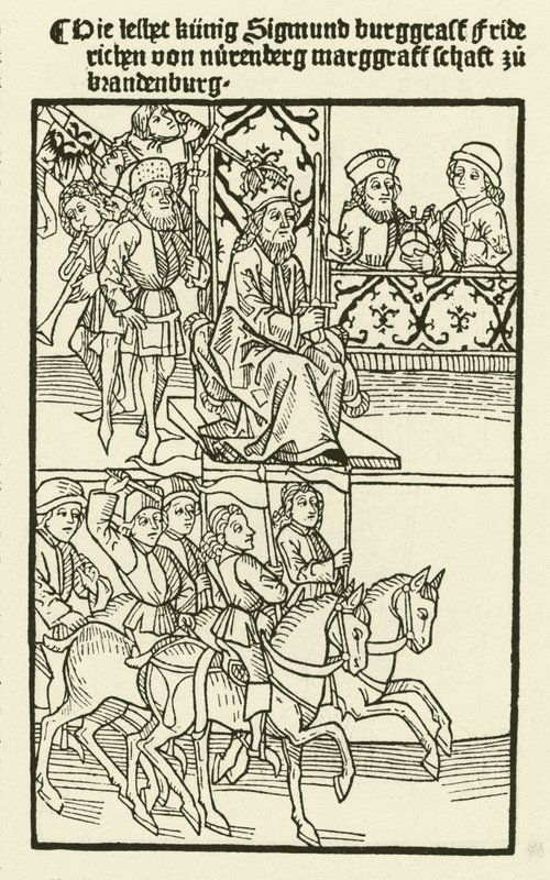 I. Frigyesnek a Hohenzollern-házból mint brandenburgi őrgróf beavatása, 1415 alkotó: after German School
