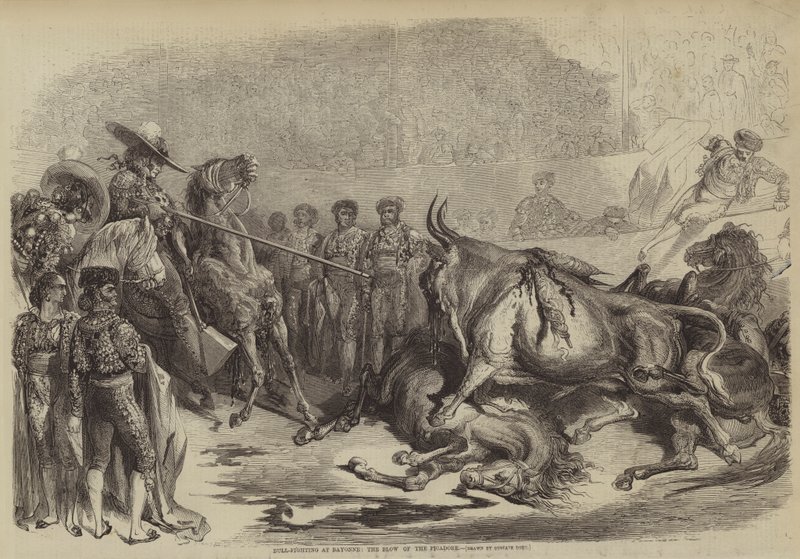 Bikaviadal Bayonne-ban, a Picadore csapása alkotó: Gustave after Dore