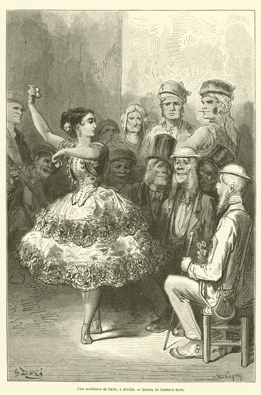 Egy baile akadémia, Sevillában alkotó: Gustave after Dore