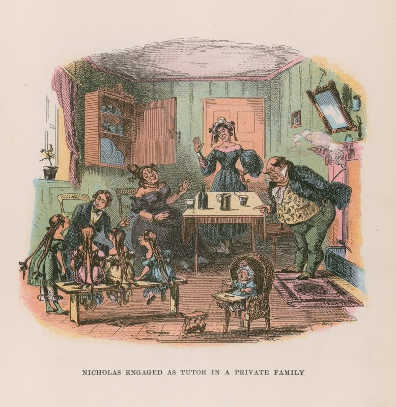 Illusztráció Nicholas Nickleby számára (színes litó) alkotó: after Hablot Knight Browne