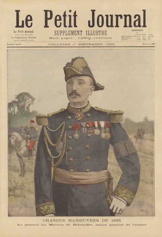 A francia hadsereg 1895-ös nagy manőverei. Le Mouton de Boisdeffre tábornok alkotó: after Henri Meyer